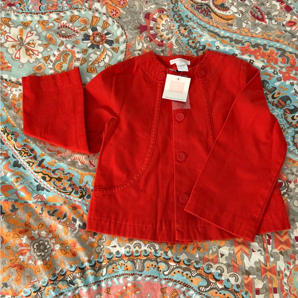 Janie and Jack Red Jean Jacket Bold and Stylish